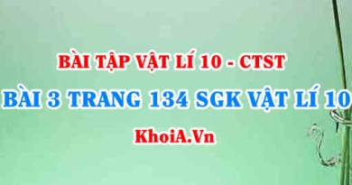 Bài 3 trang 134 SGK Vật lí 10 Chân trời sáng tạo